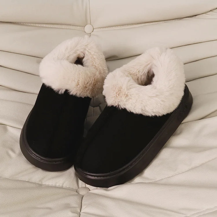 Thickened Warm Plush Snow Boots Women Winter 2025 Fluffy Faux Fur Cotton Shoes Woman Thick Sole Non Slip Comfort House Slippers