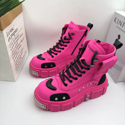 2025 Spring and Autumn Men Male Ruffian Handsome Fried Street High-top Trend Increases Thick Bottom Niche Trend Chelsea Boots