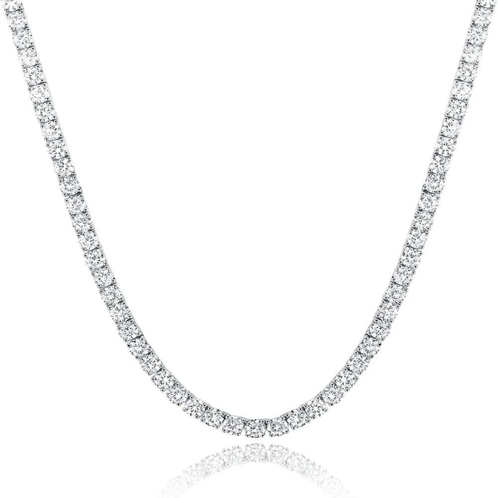 3/4/5MM Moissanite Tennis Necklace S925 Sterling Silver Chain for Men and Women Zircon Diamond Tennis Chain