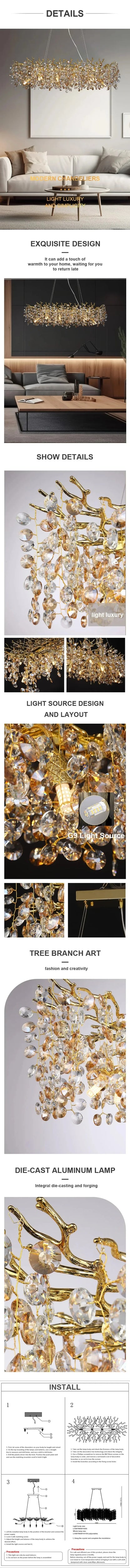 Chrome Crystal Branch Chandelier Light For Dining Living Room Kitchen Bedroom Round Crystal Ceiling Chandelier Peandant Lights