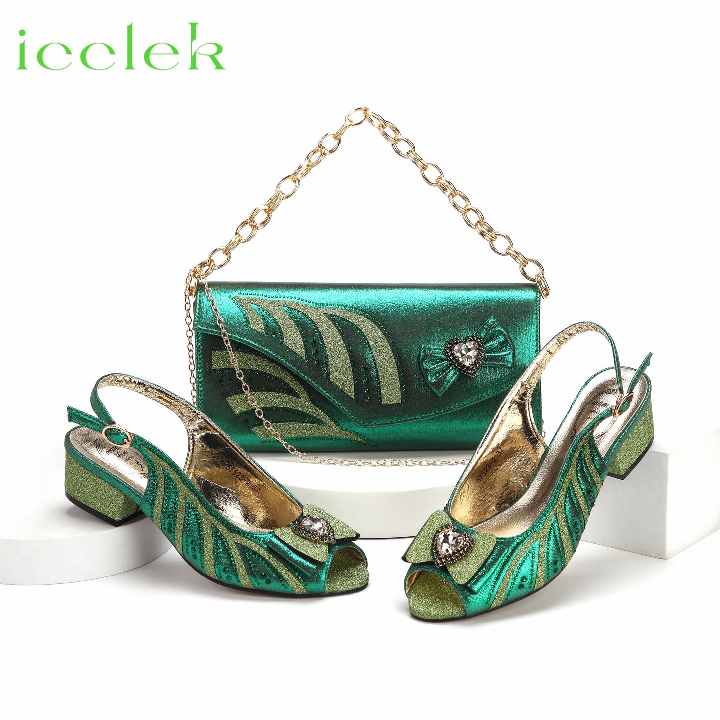 2024 New Arrival Elegant Style Fuchsia Color Low Heels Nigeria Popular Design African Ladies Shoes And Bag Set