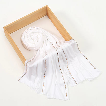 Rhinestone Modal Cotton Jersey Hijab Scarf For Women Stretch Shawl Plain Muslim Headband Fashion Solid Color Long Muffler