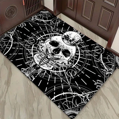 3D Gothic Skull Moth Print Rug High Quality Non Slip Mat For Patio Garden Living Room Indoor Outdoor Decor Carpet