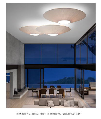 Wabi-sabi Minimalist LED Ceiling Chandeliers Lamps Flush Mount Fabric Pendant Lights Home Decoration Dinning Living Room Bedroom