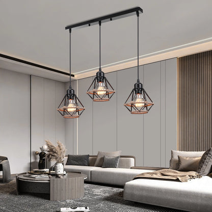 3 Heads Vintage Pendant Lights Wood Hanging Lamp Chandelier Industrial for Loft Dinning Living Room Kitchen Lighting Fixture LED