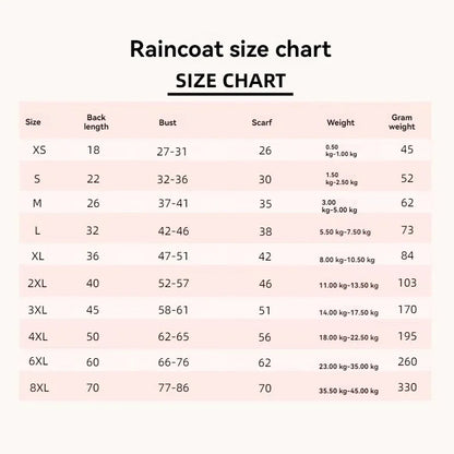XS/8XL Pet Raincoat Transparent Dog Raincoat Waterproof and Windproof Pet Clothing Large Dog Pet Dog Dog Costume
