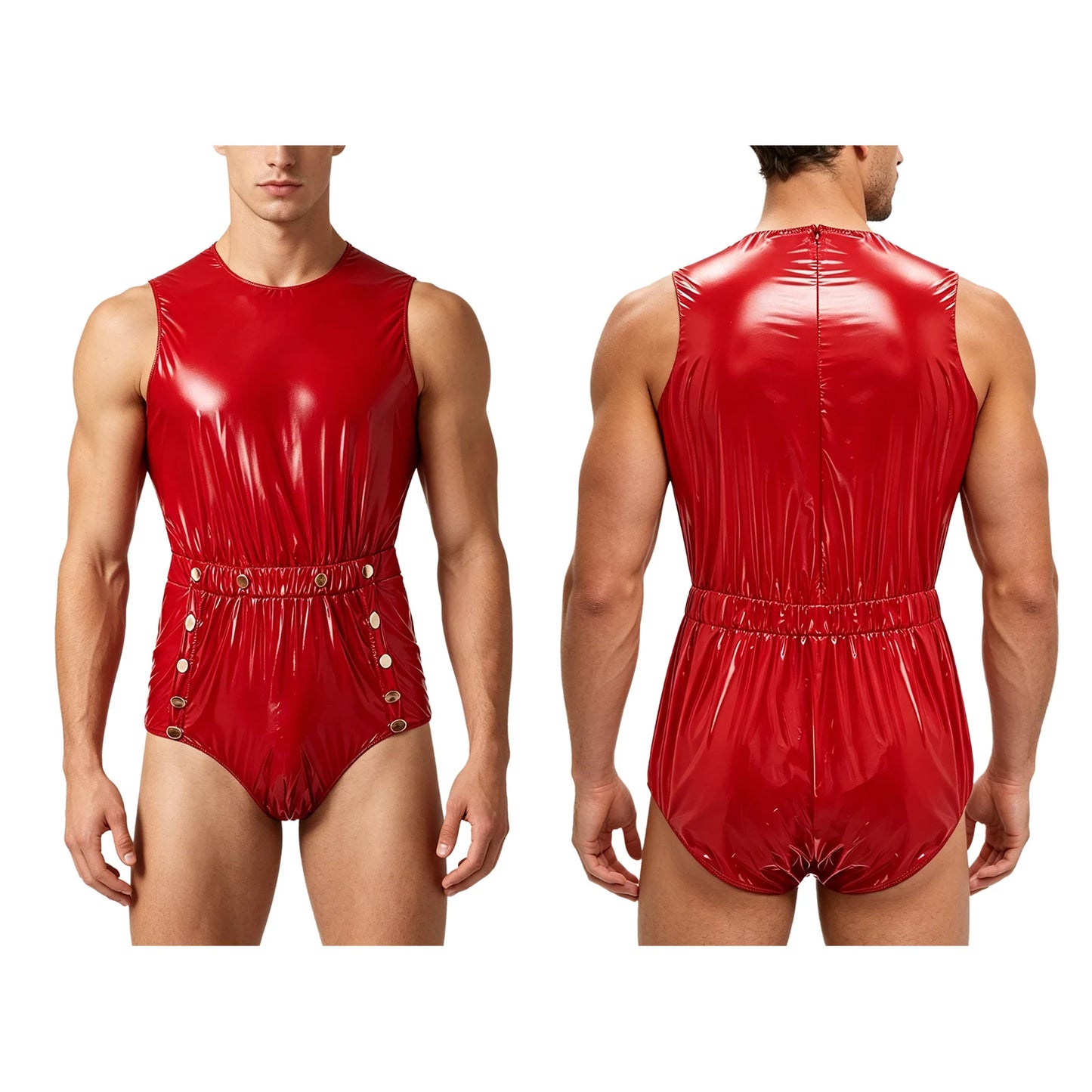 Men Women Waterproof Glossy Bodysuit Leak-proof Washable Diaper Cover Elderly Bedridden Special Needs Adaptive Jumpsuit Swimwear