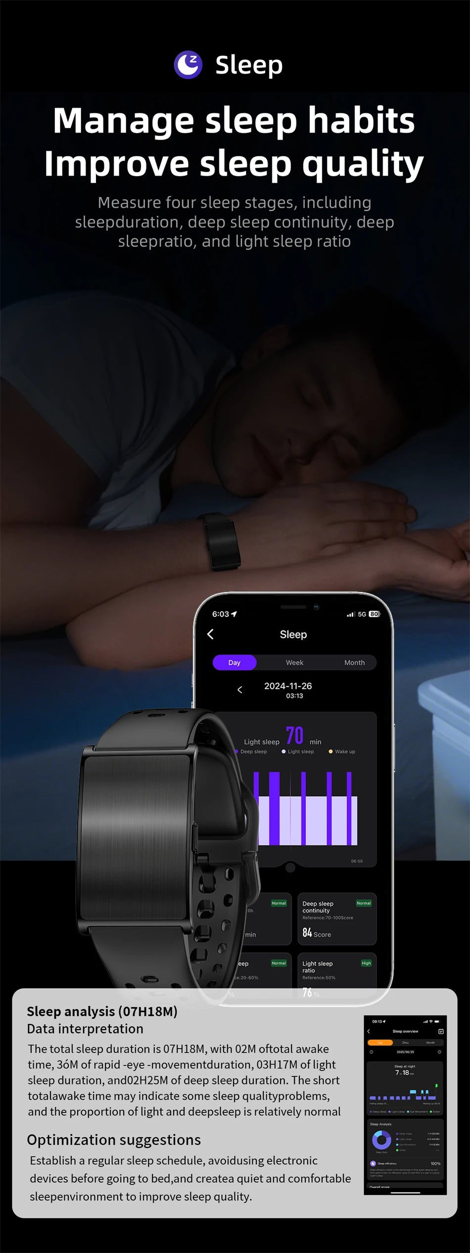 2026 No Screen Smart Watch for Men Women Fitness Tracker Heart Rate Blood Pressure Monitor HRV Sleep Sport Health Smart Bracelet