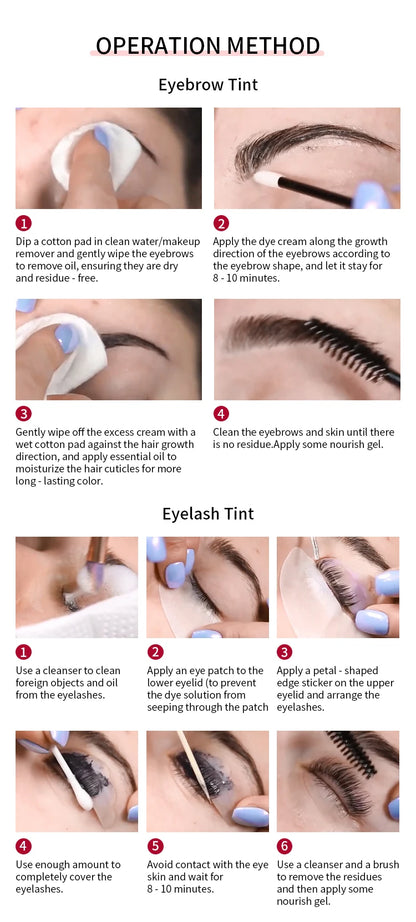 ICONSIGN Natural Vegan Brow Tint Kit 3 in 1 Camellia Extract Gentle Long Lasting No Need Mixing Easy Use Eyelash&Eyebrow Dye Set