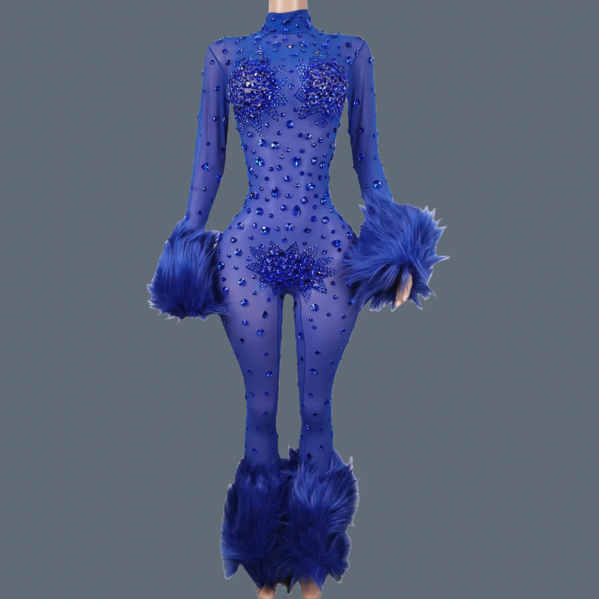Shiny Crystals Pink Mesh Jumpsuit Sexy Feather Designe Birthday Jumpsuit Club Singer Event Performance Costume Stage Wear Guibin