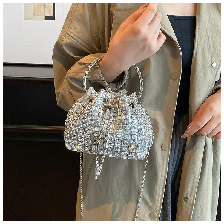 luxury Designer purses and handbags bags for women bucket clutch purse evening banquet bag Crystal rhinestone shoulder bag