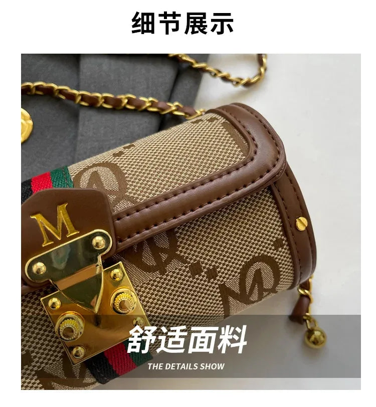 Light luxury brand-name high-end designer bag female 2025 new spring and summer niche shoulder bag messenger bag cylinder bag