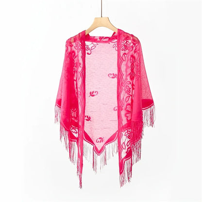 New Embroidery Lace Scarf Shawl Floral Triangular Veil Shawl For Women Party Scarf Wedding Poncho Stoles Ladies Headband Wraps