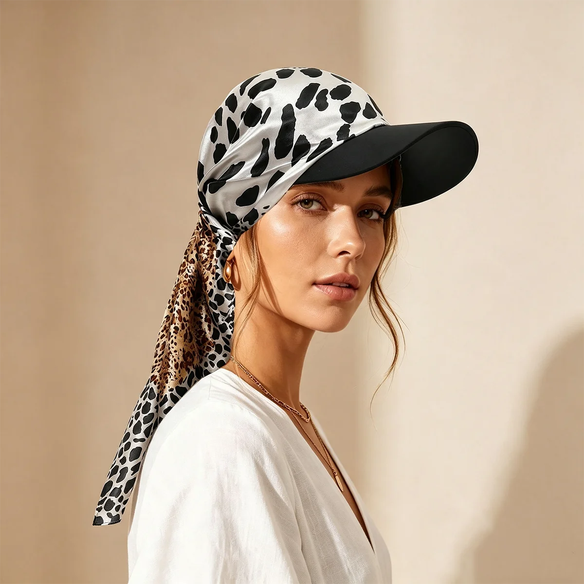 2026 New Fashion Leopard Print Headscarf Hat Soft Satin Vintage Square Turban Scarf Bohemian Hijab Women Headwear
