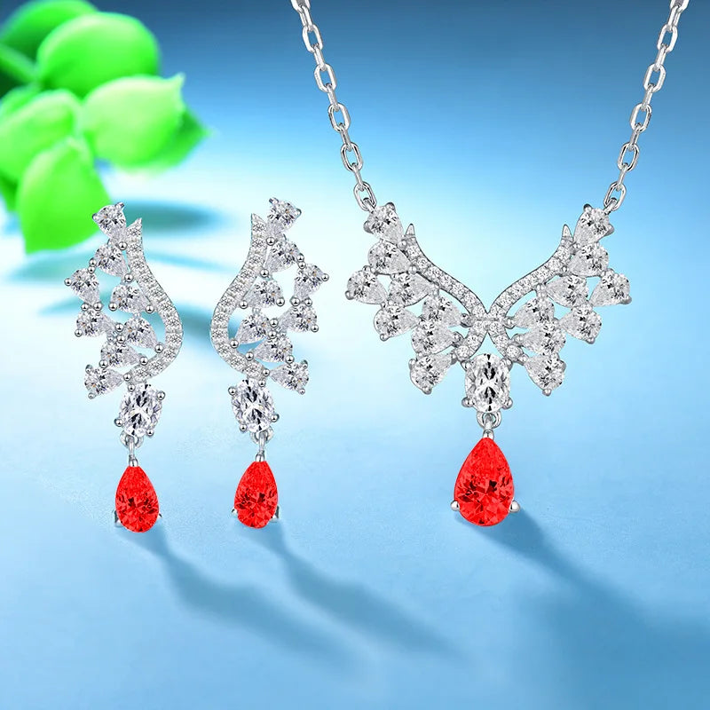 S925 Sterling Silver Necklace Moissanite Necklace Sweet Water Drop Zircon Pendant Necklace Female