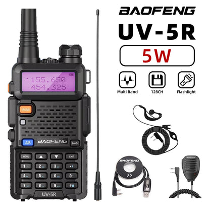 1PC Portable Handheld Walkie Talkie Baofeng High Quality EU Plug UV-5R 128 Channels 3-5KM Long Range FM Radio Communication