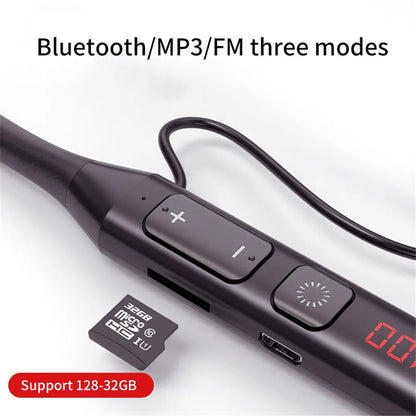 Bluetooth 5.0 Earphones Neckband Headsets Wireless Headphones HiFi Stereo Noise Reduction Earbuds Support BT TF Card FM Radio
