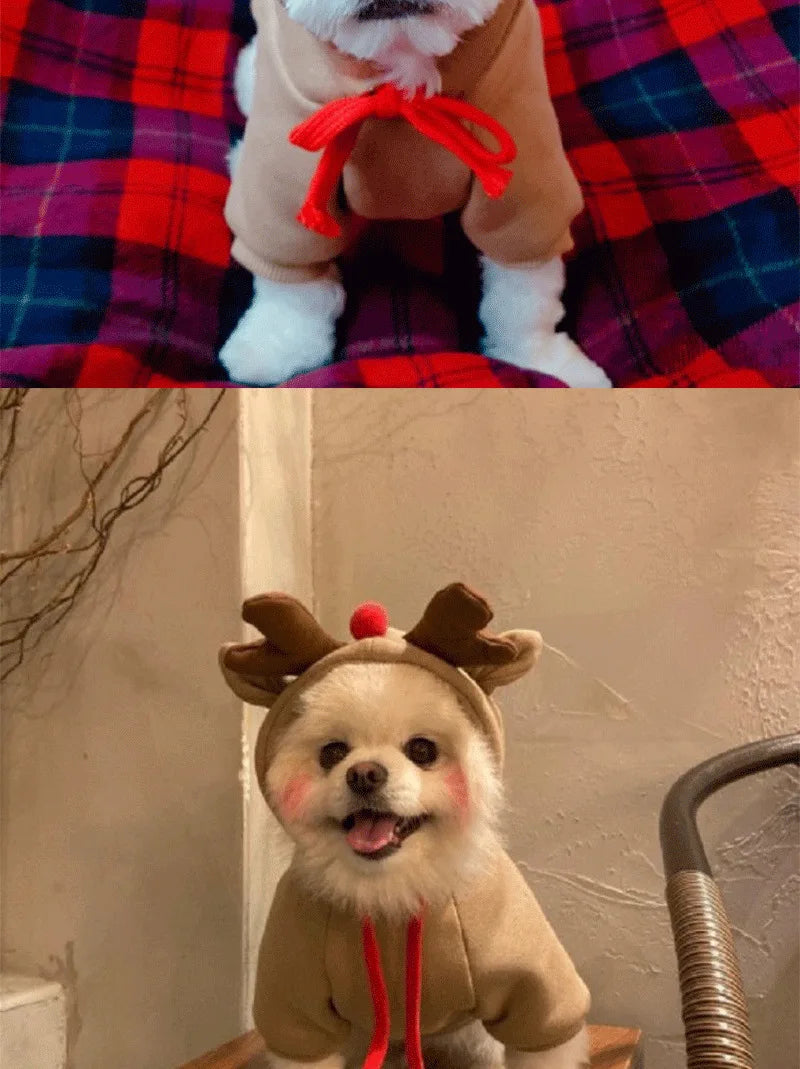 Cute Elk Dog Clothes Reindeer S/M/L Dogs Hoodies Warm Pet Clothing Puppy Cat Costume Coat Chihuahua Mouse Cheese Jacket Suit