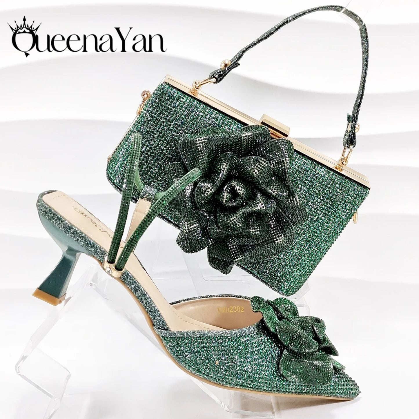 2026 Large Flower Design Shoes & Bag Nigerian Coffee Color Women's Stiletto Shoes For Special Good Time INS Style
