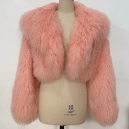 Mongolian Sheep Fur Women Coat Winter Warm Real Fur Cloth 2026 Natural Sheep Fur Clothes