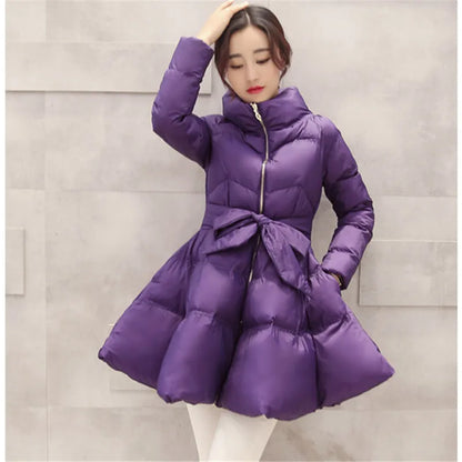 2026 New Fashion Winter Coats Women Warm Outerwea Cotton Padded Jackets Womens Clothing Belt Zipper Parkas Femme A-word Jacket