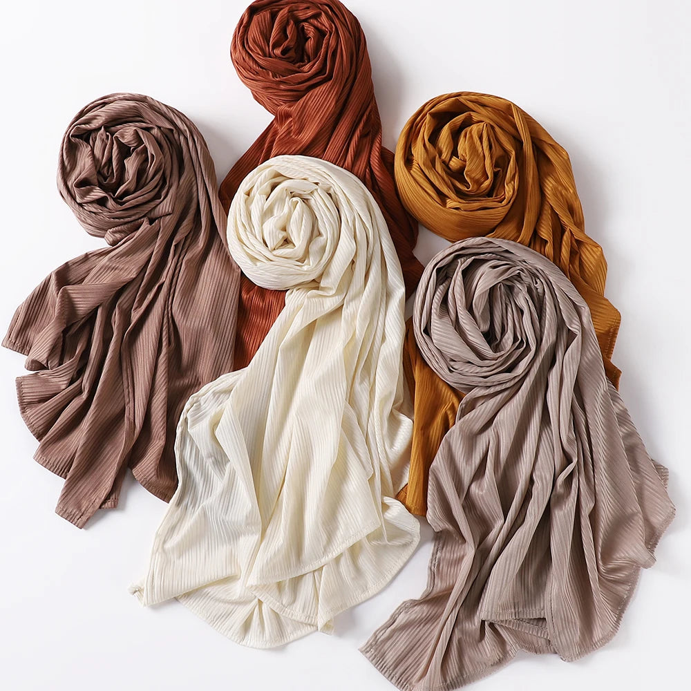 Ribbed Jersey Hijab Muslim Plain Scarf Crepe Hijab Scarf Soft Islamic Shawls Wraps Headband Voile Femme Musulman