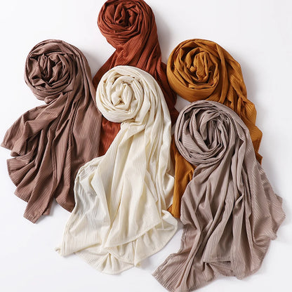 Ribbed Jersey Hijab Muslim Plain Scarf Crepe Hijab Scarf Soft Islamic Shawls Wraps Headband Voile Femme Musulman
