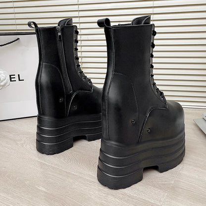 20 CM Women Platform Boots Casual Outdoor Shoes Chunky Simple Design Ankle Boots Cool Nightclub Party Cosplay Shoes