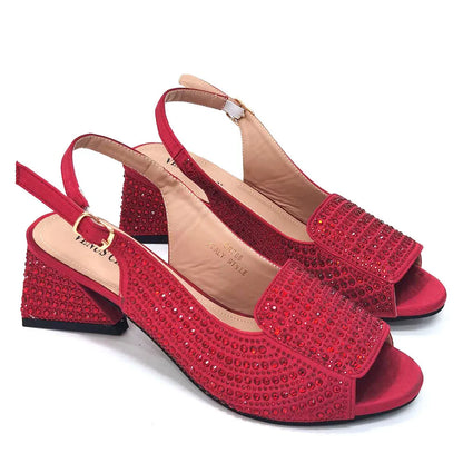 High Heels Shoes for Women Embroidery Rhinestone Italian Design Blue Color Pointed Toe Shoes and Bags Set Fashion