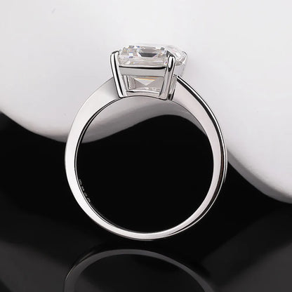 GXTRS 4CT Emerald Cut Moissanite Rings Women S925 Silver Lab Diamond Engagement Wedding Band 18K Plated Fine Jewelry Certified