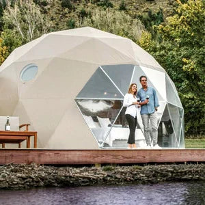 Geodesic Dome Tent, Panoramic View Round Windproof Glamping Shelter for Resort Hotel, Outdoor Campsite Holiday Accommodation