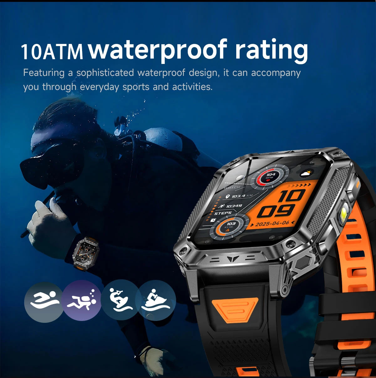 2026 New Military outdoor 1400mAh Battery SmartWatch Men Waterproof Call 2.01" HD AMOLED Sports Heart rate Flashlight Smart Band
