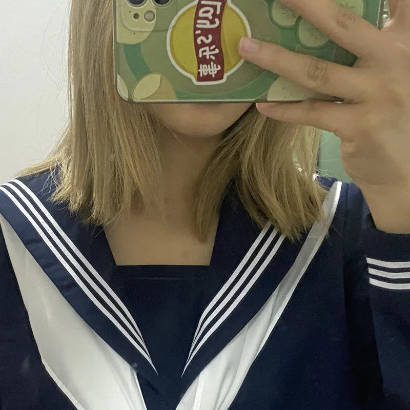 Orthodox JK Uniform School Uniform Basic Navy Navy College Style School Supply Middle Sailor Uniform Autumn and Winter Suit