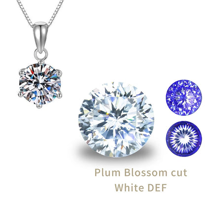 Classic 6-Prongs 925 Silver Moissanite Necklace For Women Cherry Blossom Cut Russian Cut Sakura Cut Women's Moissanite Necklace