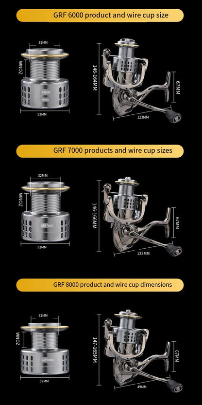 2026 New Spinning Fishing Reel All Metal 5.2:1 Speed ratio Max Drag 15KG Left/Right Interchangeable Suitable Any Body of Water