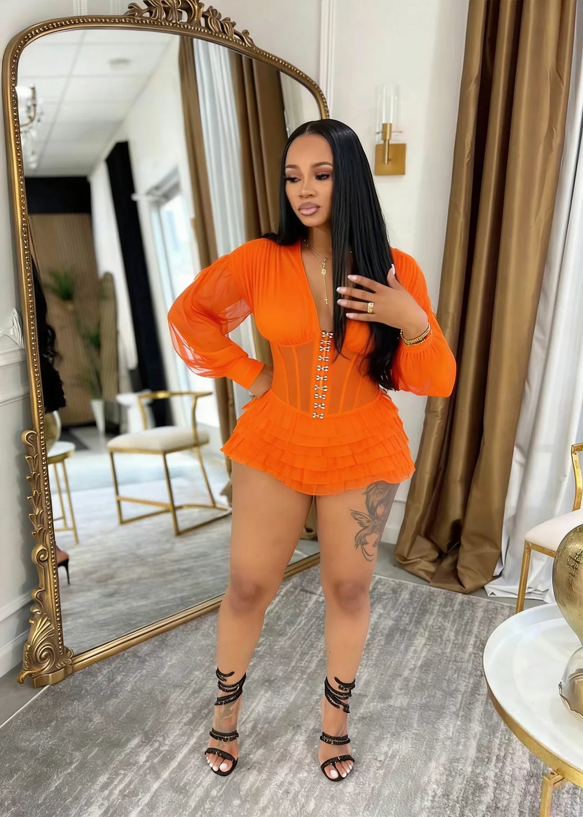 Boho Summer Mesh Casual Playsuit Sexy Women V-neck Elegant Night Club Ruffles Romper Overalls