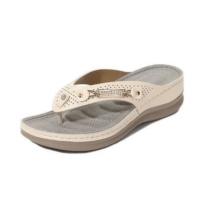 Sandals for Women Flip Flops Metal Button Slides Slipper Beach Dance Non-slip Casual Wedge Shoes Female Summer Slippers Sandals