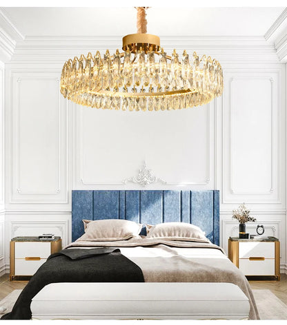 Clear Crystal Ceiling Chandeliers New LED Lights Luxury Rectangle Hanging Lamp Modern Home Decor Lustres for Dining Room Table