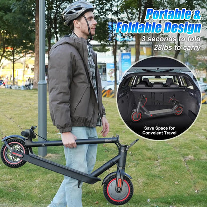 OBX 350W Motor Folding Electric Scooter For Adults 36V 5.2AH Battery Rang 8.5'' Solid Tire 18MPH 15Miles Long Range APP Control