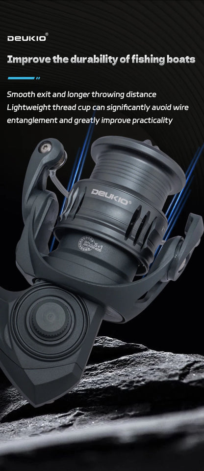 DEUKIO Lightweight Spinning Reel Fishing Reel Gear Ratio 5.2:1 Powerful Spinning Fishing Reels for Freshwater Saltwater