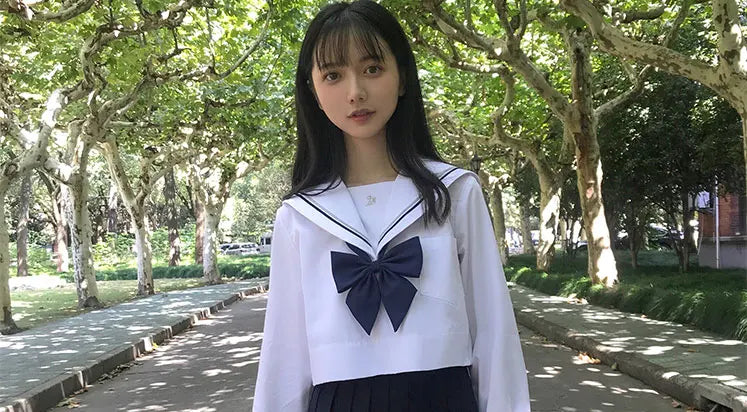 JK Uniform Full Set Basic Spring Shore Gold Two Long-sleeved Japanese Soft Girl Student College Style Sailor Suit