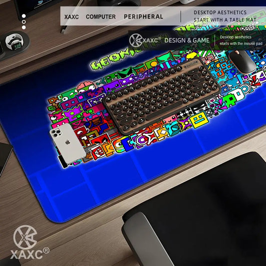 E-sports Cool Mouse Pad Geometry Dash Gaming Desk Mat Laptop Carpet PC Cabinet Large 900x400mm Accessories Computer XXL XAXC