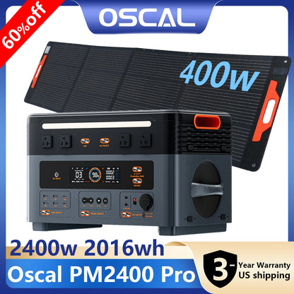 OSCAL Solar Generator 2048Wh LiFePO4 Portable Power Station 2400W 4800W Peak UPS Power Supply App Control Ultra Quiet for Home Emergency Camping RV Travel
