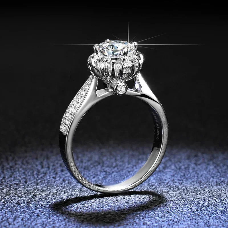 Women's Luxury PT950 Platinum Eternal Wedding Ring - 1 Carat Real GRA VVS Moissanite Diamond, Fine Jewelry