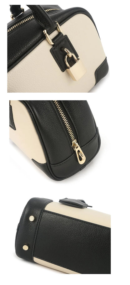 2026 Luxury Brand Genuine Leather Women Shoulder Fashion Gold Lock Handbags Women Top Quality Cowhide Square Bowling Bags Woman