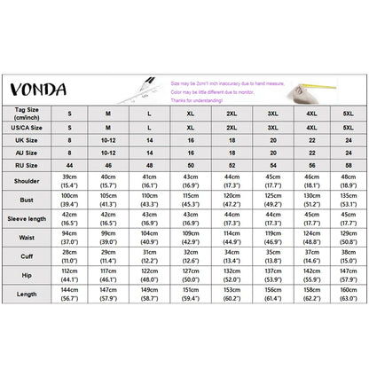 Casual Jumpsuits Plus Size VONDA 2026 Women Long Rompers Elegant Office Lady Overall Patchwork Loose Long Sleeve Playsuits
