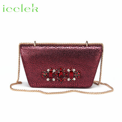 2025 New Elegant Nigerian Women’s Wine Color Heeled Shoes and Rhinestone Handbag Set Italian Design for Parties and Weddings
