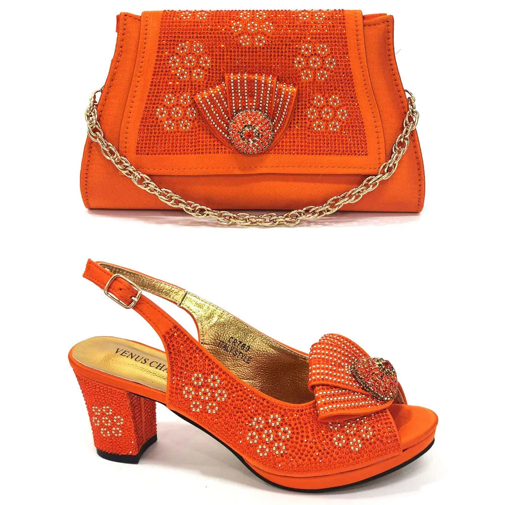2025 New Hot Selling Sliver Sexy Design Round Toe Ladies Sandal with Bag Set For Women Wedding Party