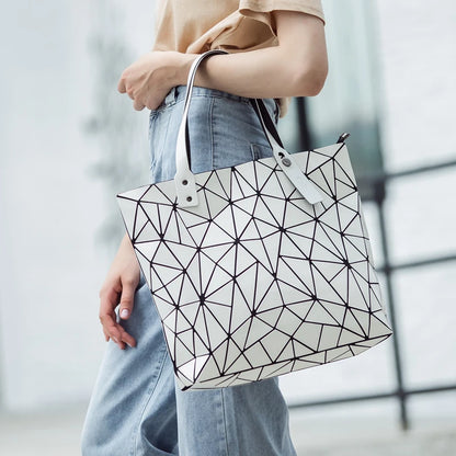 New Silver Handbags Bags For Women 2026 Summer Large Tote Bag Ladies Geometric Messenger Shoulder Bag Beach Luxury Designer