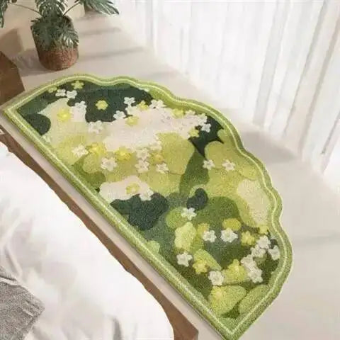 Fresh Style Green Carpet Green Moss Thicken Plush Rugs for Bedroom Bedside Irregular Non-slip Dirty Resistant Carpet Home Decor